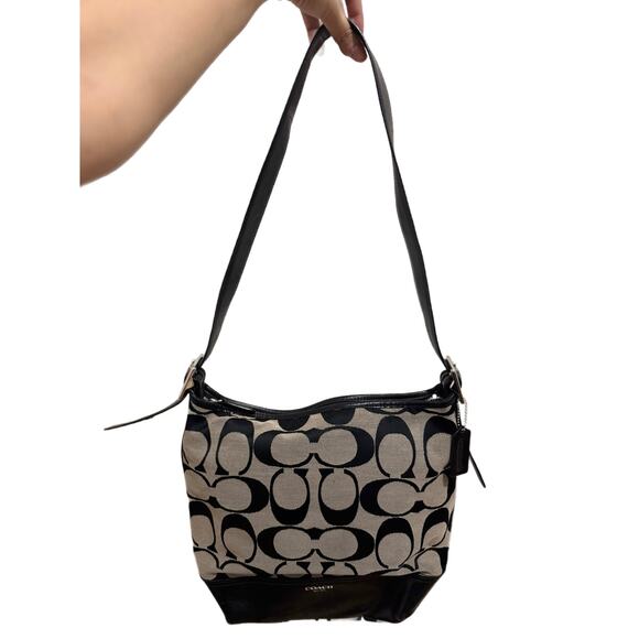 Coach Legacy Signature C Duffle Hobo Bag Tote Purse Black logo shoulder bag - Picture 3 of 12